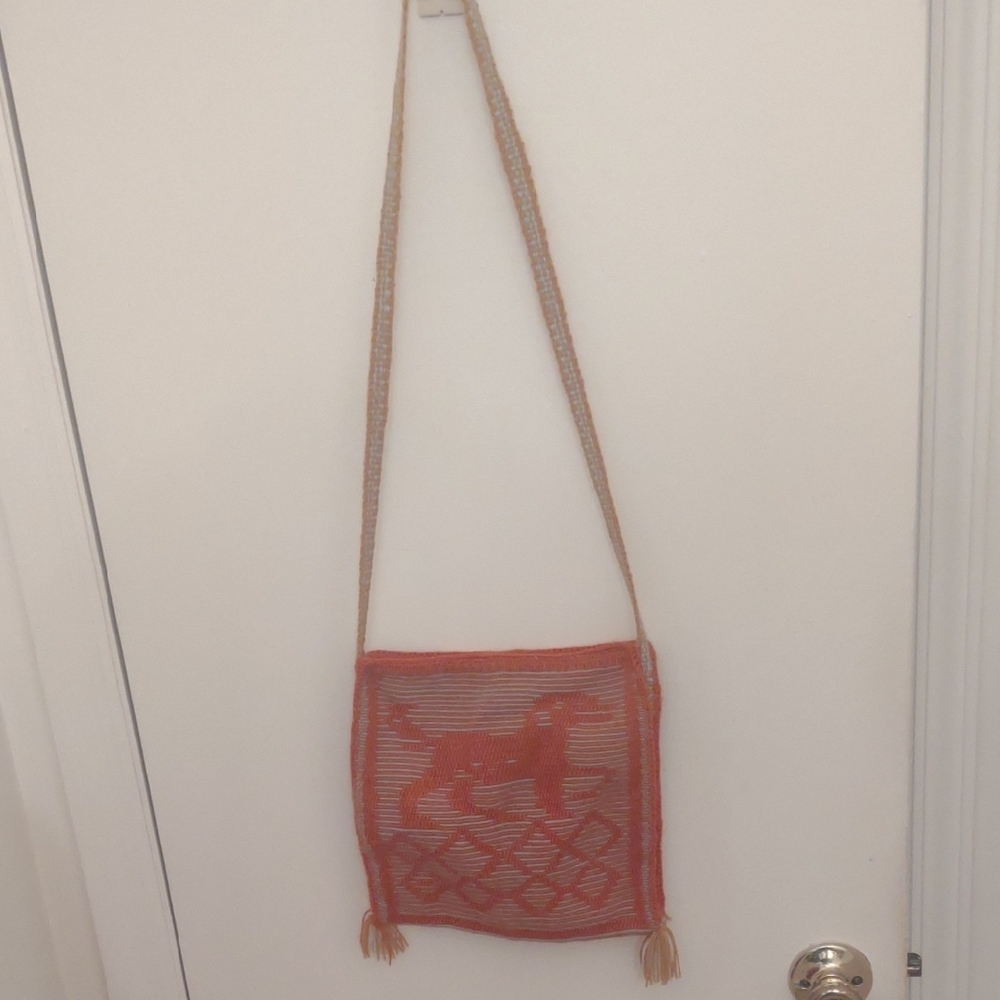 Orange Woven Shoulder Bag